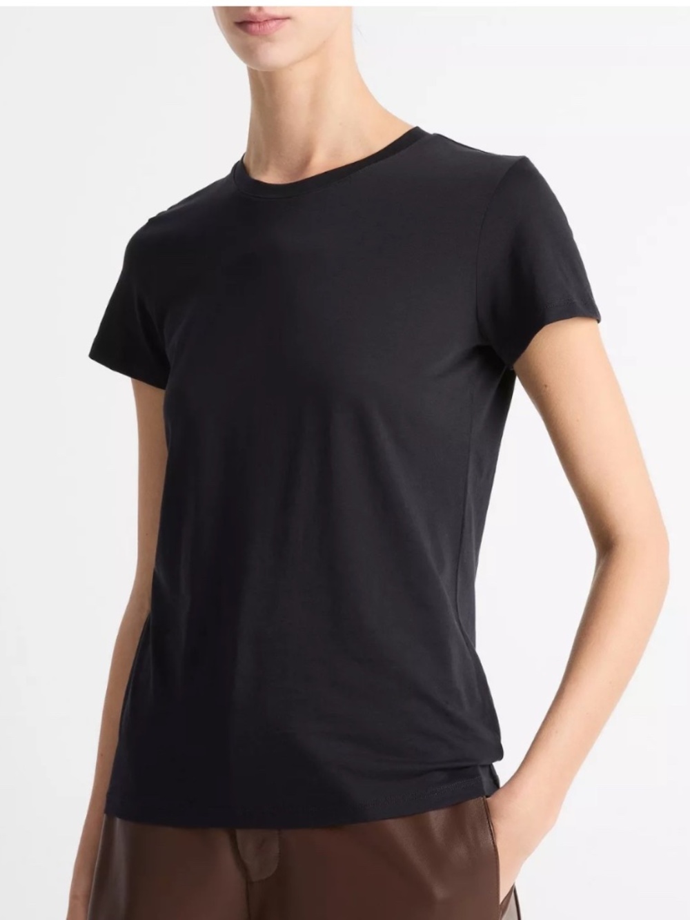 Vince Essential Pima Cotton/Modal Crew Neck T-Shirt Set Black & Navy Size M